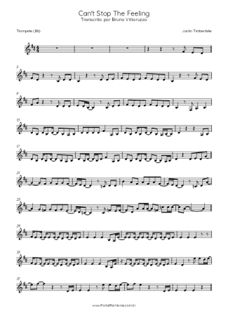Justin Timberlake Can´t Stop The Feeling score for Trumpet