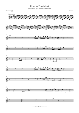 Kansas Dust In The Wind score for Clarinet (C)