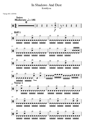 Kataklysm In Shadows And Dust score for Drums