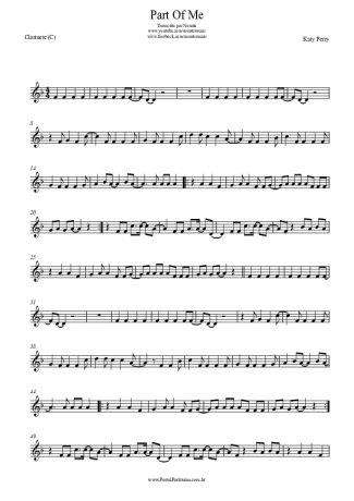 Katy Perry Part Of Me score for Clarinet (C)
