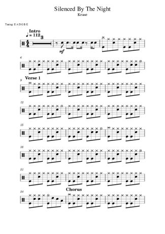 Keane Silenced score for Drums