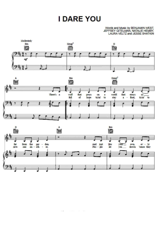 Kelly Clarkson I Dare You score for Piano