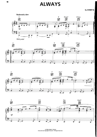 Kenny G Always score for Piano