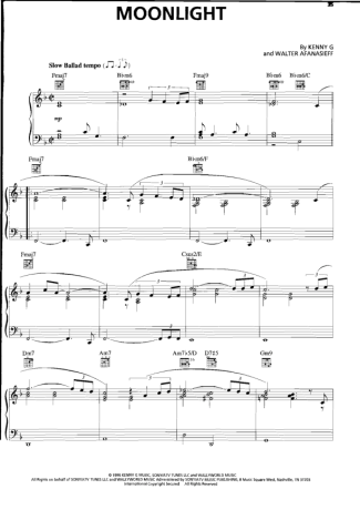 Kenny G Moonlight score for Piano