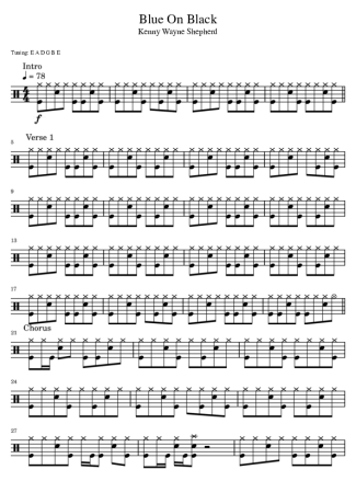 Kenny Wayne Shepher Blue On Black score for Drums