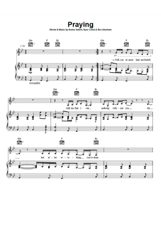 Kesha Praying score for Piano