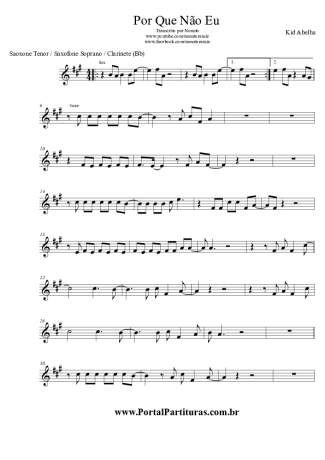 Kid Abelha Por Que Não Eu score for Clarinet (Bb)