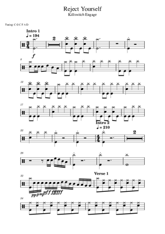 Killswitch Engage Reject Yourself score for Drums