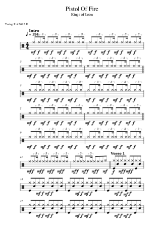 Kings Of Leon Pistol Of Fire score for Drums