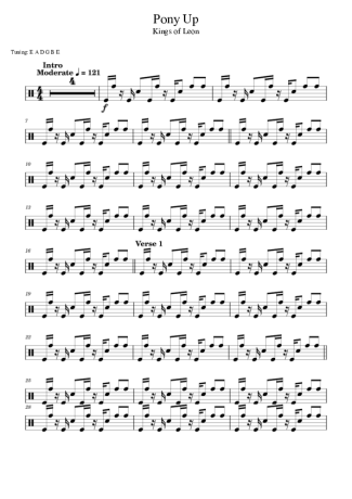 Kings Of Leon Pony Up score for Drums