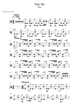 Korn Take Me score for Drums