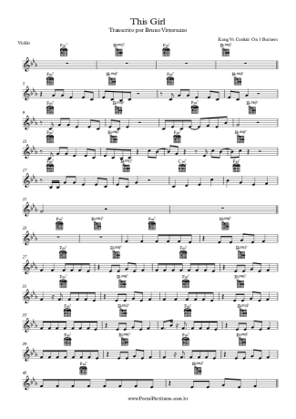 Kungs vs. Cookin´ on 3 Burners This Girl score for Acoustic Guitar