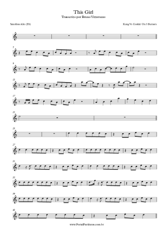 Kungs vs. Cookin´ on 3 Burners This Girl score for Alto Saxophone