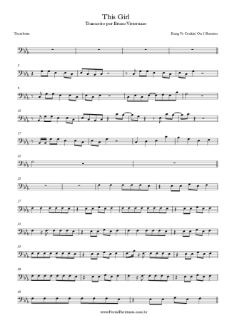 Kungs vs. Cookin´ on 3 Burners This Girl score for Trombone