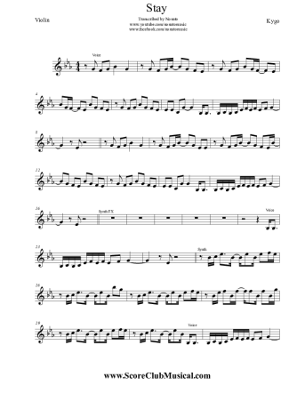 Kygo Stay (ft. Maty Noyes) score for Violin