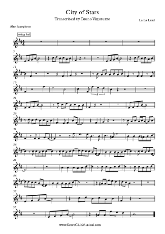 La La Land City of The Stars score for Alto Saxophone