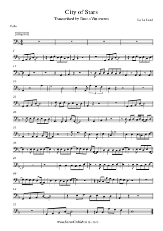 La La Land City of The Stars score for Cello