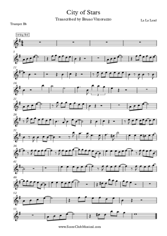 La La Land City of The Stars score for Trumpet