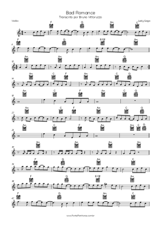 Lady Gaga Bad Romance score for Acoustic Guitar