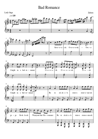 Lady Gaga  score for Piano