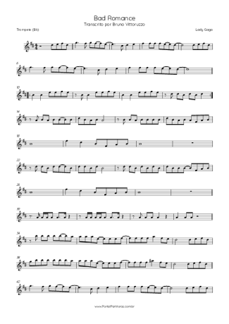 Lady Gaga Bad Romance score for Trumpet