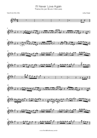 Lady Gaga I´ll Never Love Again score for Alto Saxophone