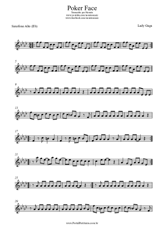 Lady Gaga Poker Face score for Alto Saxophone
