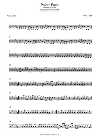 Lady Gaga Poker Face score for Cello