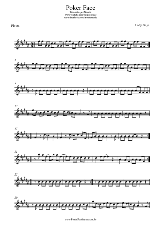Lady Gaga Poker Face score for Flute