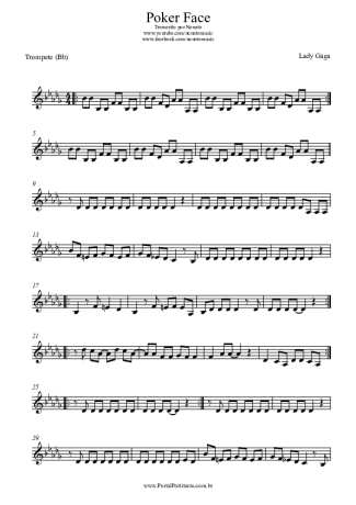 Lady Gaga Poker Face score for Trumpet