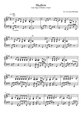 Lady Gaga  score for Piano