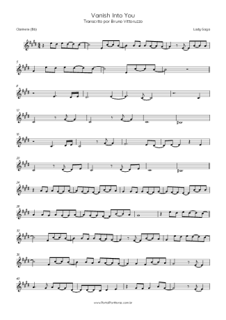 Lady Gaga Vanish Into You score for Clarinet (Bb)
