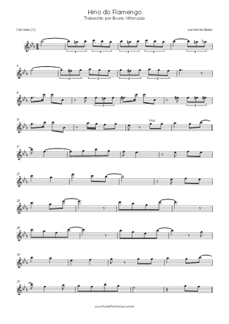 Lamartine Babo Hino Do Flamengo score for Clarinet (C)