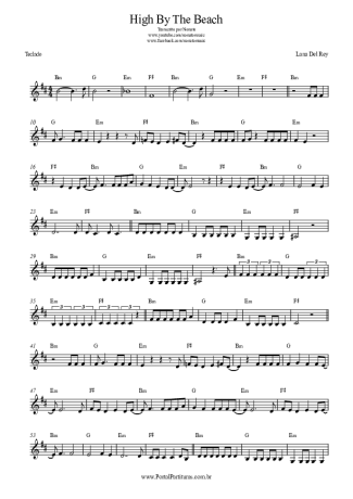 Lana Del Rey High By The Beach score for Keyboard