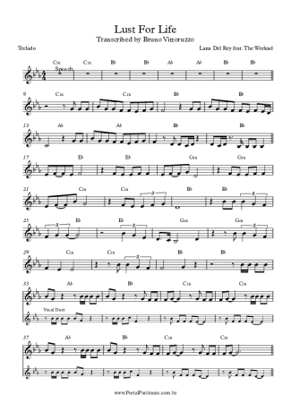 Lana Del Rey Lust For Life score for Keyboard
