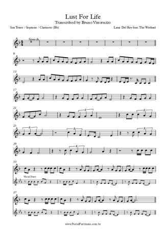 Lana Del Rey Lust For Life score for Tenor Saxophone Soprano (Bb)