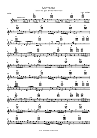 Lana Del Rey Salvatore score for Acoustic Guitar