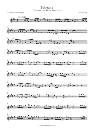 Lana Del Rey Salvatore score for Tenor Saxophone Soprano (Bb)