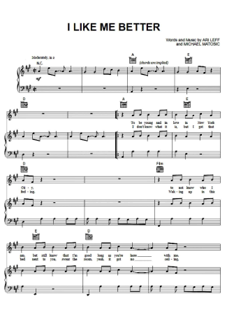 Lauv I Like Me Better score for Piano
