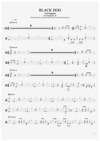 Led Zeppelin Black Dog score for Drums