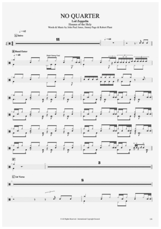 Led Zeppelin No Quarter score for Drums