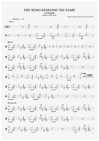 Led Zeppelin The Song Remains The Same score for Drums