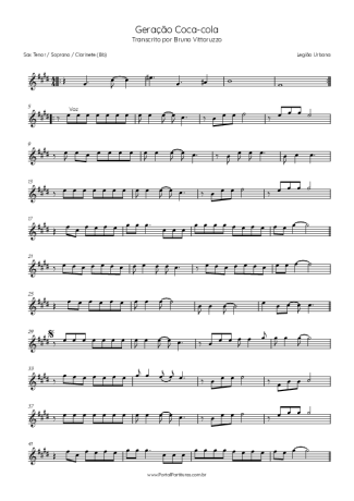 Legião Urbana Geração Coca-cola score for Clarinet (Bb)