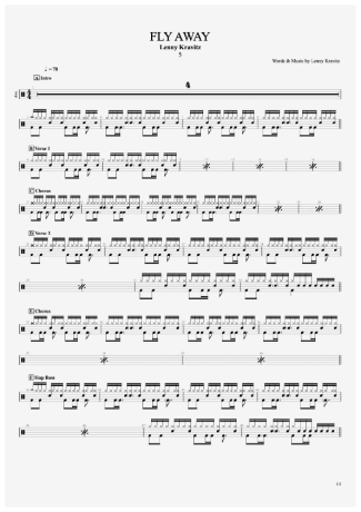 Lenny Kravitz Fly Away score for Drums
