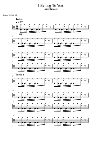 Lenny Kravitz I Belong To You score for Drums