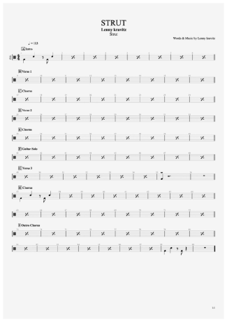 Lenny Kravitz Strut score for Drums