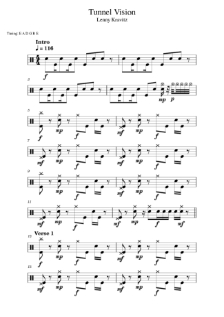 Lenny Kravitz Tunnel Vision score for Drums