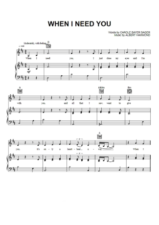 Leo Sayer When I Need You score for Piano