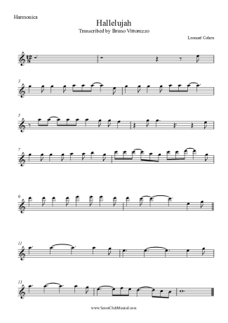 Leonard Cohen Hallelujah score for Harmonica
