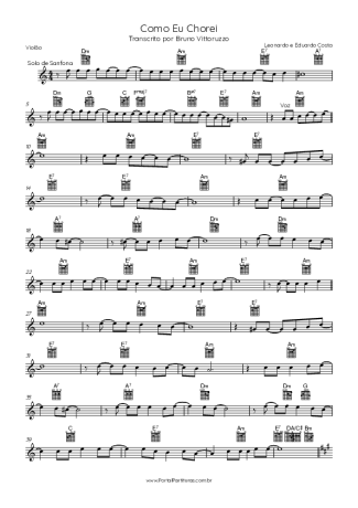 Leonardo Como Eu Chorei (Part. Eduardo Costa) score for Acoustic Guitar